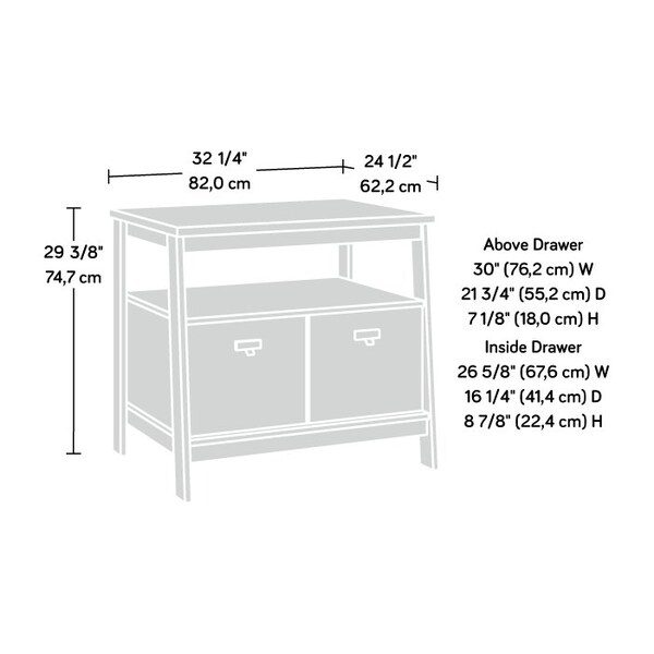 Sauder Trestle Lateral File Ro , Drawer with full extension slides holds letter or legal size hanging files - 428836