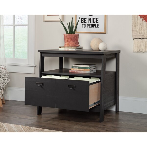 Sauder Trestle Lateral File Ro , Drawer with full extension slides holds letter or legal size hanging files - 428836