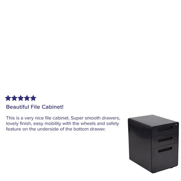 Flash Furniture 3 Drawer Filing Cabinet, Black - HZ-AP535-01-BK-GG