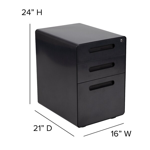 Flash Furniture 3 Drawer Filing Cabinet, Black - HZ-AP535-01-BK-GG