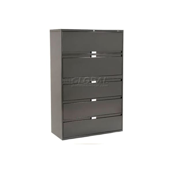 Gec Global 9300 Series 42"W 5 Drawer Binder Lateral File - Black - 9342P5F1H-BLK