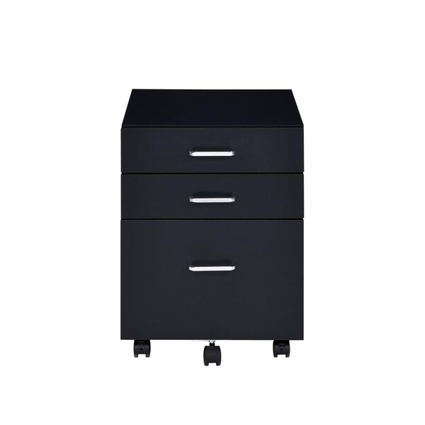 Acme Wooden 3-Drawer File Cabinet with Casters - ER-063BK
