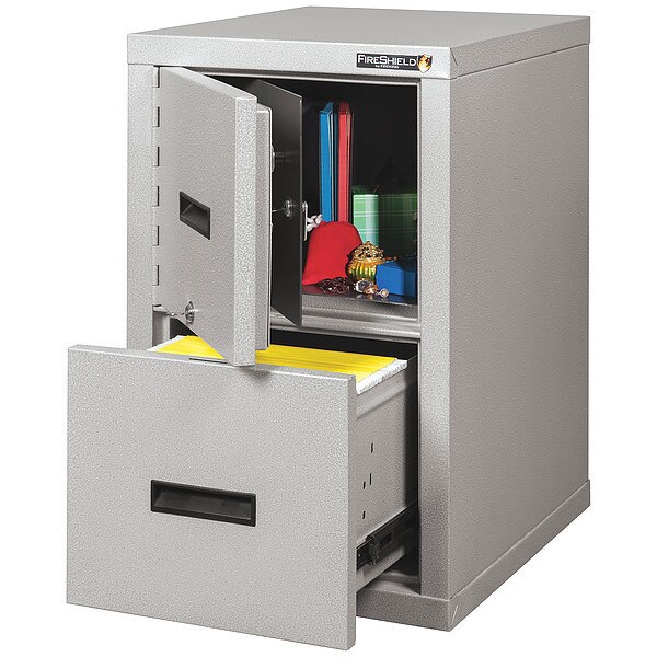 Fireking 2 Drawer Fire-Resistant Vertical File Cabinet with Safe, Diamondstone, Letter/Legal - 2S1822-DDSSF