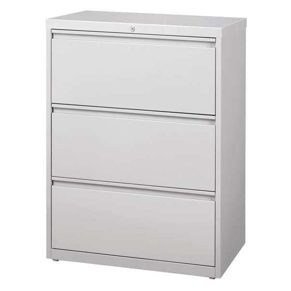 Hirsh 30" W 3 Drawer Lateral File Cabinet, Light Gray, Letter, Legal, A4 - 14975