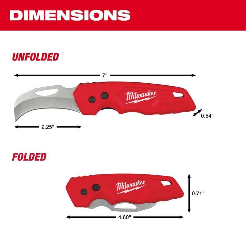 Milwaukee FASTBACK Stainless Steel Hawkbill Folding Knife with 2.45 in. Blade - 48-22-1525