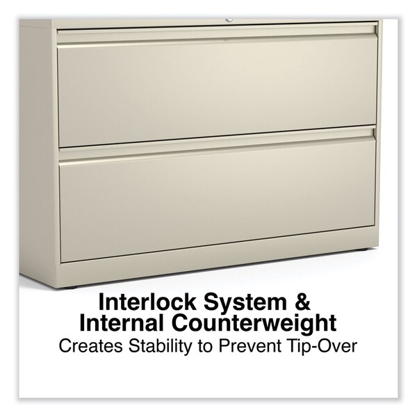 Alera 42 in W 2 Drawer File Cabinets, Putty, Legal; Letter - 17456