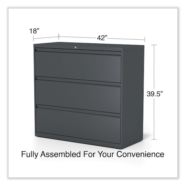 Alera 42 in W 3 Drawer File Cabinets, Charcoal, Legal; Letter; A4; A5 - 17646
