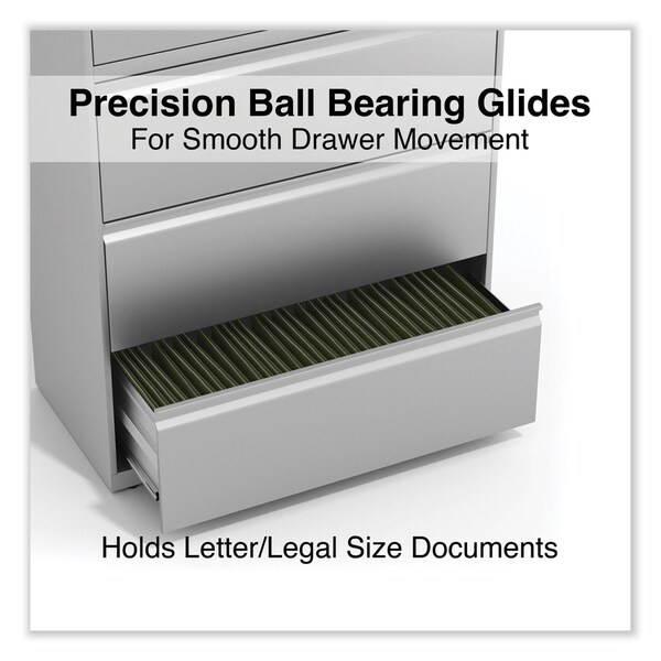 Alera 36 in W 5 Drawer File Cabinets, Light Gray, Legal; Letter; A4; A5 - 17640
