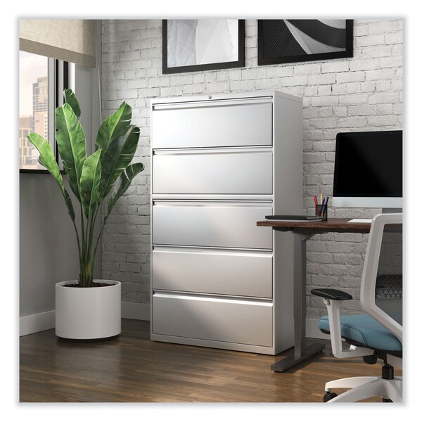 Alera 36 in W 5 Drawer File Cabinets, Light Gray, Legal; Letter; A4; A5 - 17640