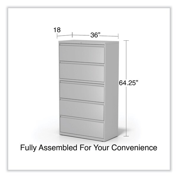 Alera 36 in W 5 Drawer File Cabinets, Light Gray, Legal; Letter; A4; A5 - 17640