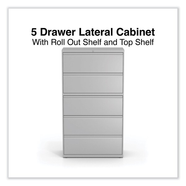 Alera 36 in W 5 Drawer File Cabinets, Light Gray, Legal; Letter; A4; A5 - 17640