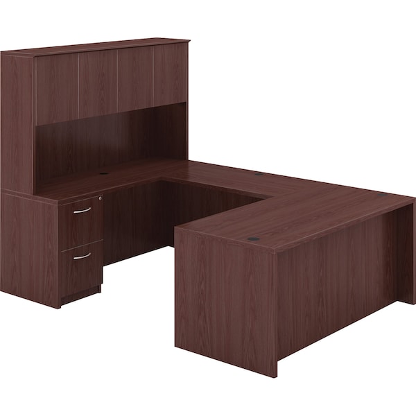 Lorell 15-1/2" W Lorell Contemporary Furniture, Laminate, Mahogany (Cabinet), Silver (Handle) - LLR69605