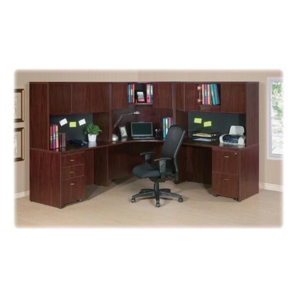 Lorell 15-1/2" W Lorell Contemporary Furniture, Laminate, Mahogany (Cabinet), Silver (Handle) - LLR69605