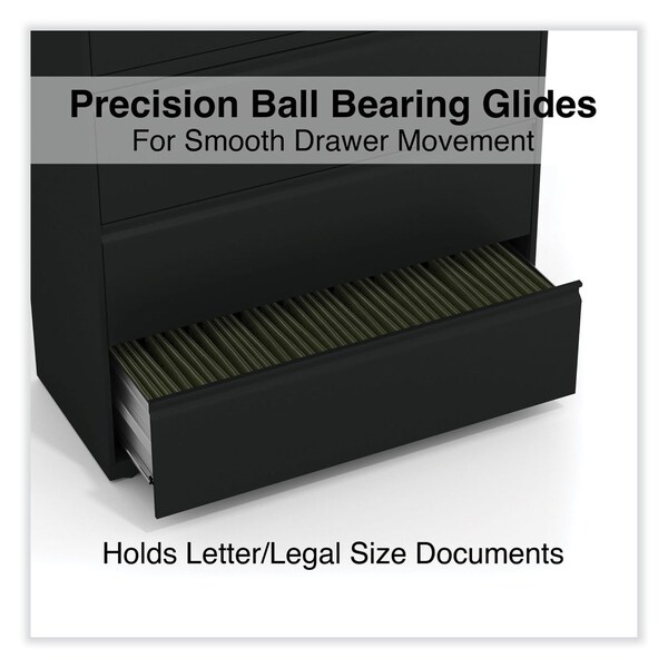 Alera 42 in W 5 Drawer File Cabinets, Black, Legal; Letter; A4; A5 - 17649
