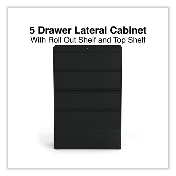 Alera 42 in W 5 Drawer File Cabinets, Black, Legal; Letter; A4; A5 - 17649