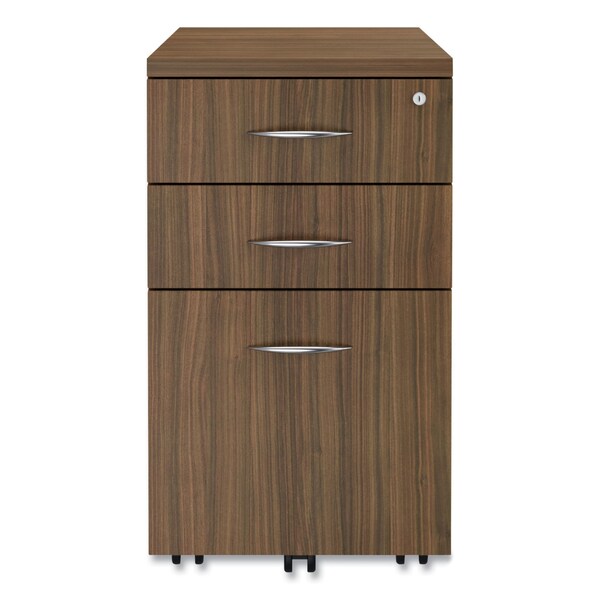Alera 15.88" W 3 Drawer Box/File Pedestal, Modern Walnut, Legal/Letter - VA572816WA