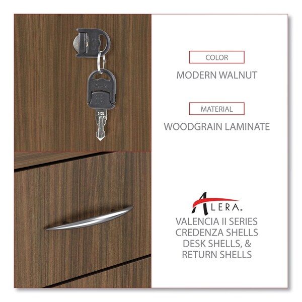Alera 15.88" W 3 Drawer Box/File Pedestal, Modern Walnut, Legal/Letter - VA572816WA