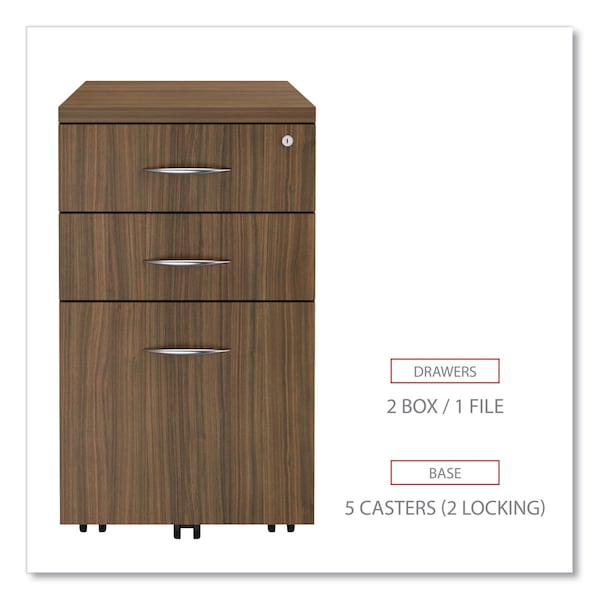 Alera 15.88" W 3 Drawer Box/File Pedestal, Modern Walnut, Legal/Letter - VA572816WA