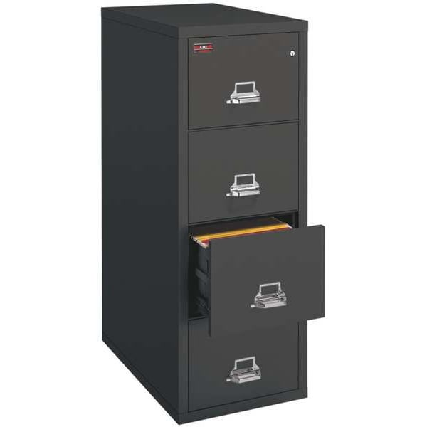 Fireking 15-1/4" W 4 Drawer Fire-Resistant Vertical File Cabinet, Black, Legal - 4-2157-2BL
