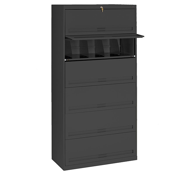 Tennsco 36" W 6 Drawer Lateral File Cabinet, Black, Letter/Legal - FS361LBK