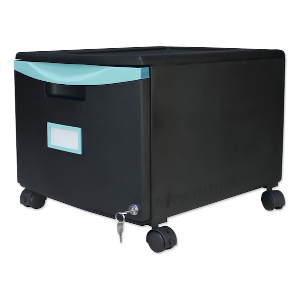 Storex 14-3/4 in W 1 Drawer File Cabinets, Black/Teal - 61270U01C