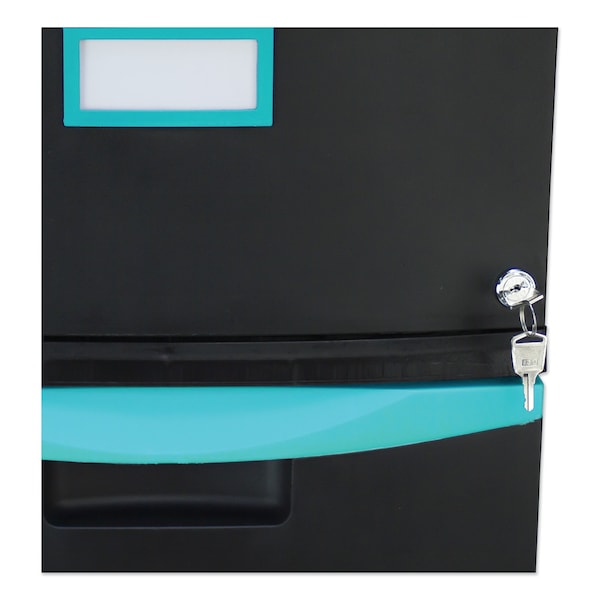 Storex 14-3/4 in W 1 Drawer File Cabinets, Black/Teal - 61270U01C