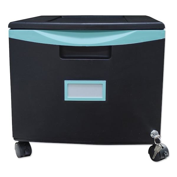 Storex 14-3/4 in W 1 Drawer File Cabinets, Black/Teal - 61270U01C