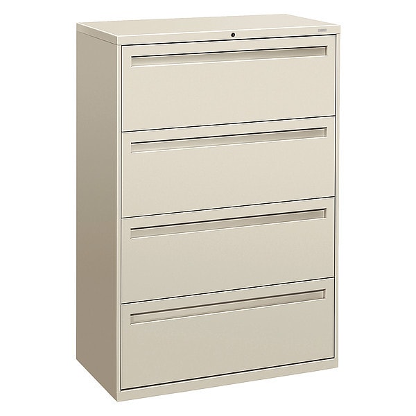 Hon 36" W 4 Drawer File Cabinet, Light Gray, A4/Legal/Letter - H784.L.Q