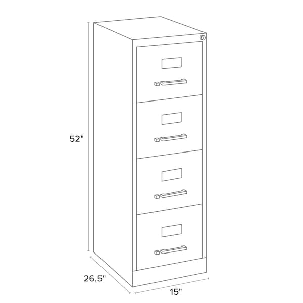 Hirsh 15" W 4 Drawer Vertical File Cabinet, Light Gray, Letter - 16700