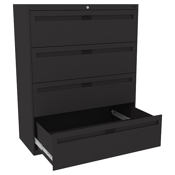 Tennsco 36 in W 4 Drawer Lateral File Cabinet, Black - LPL3648L40 BLACK