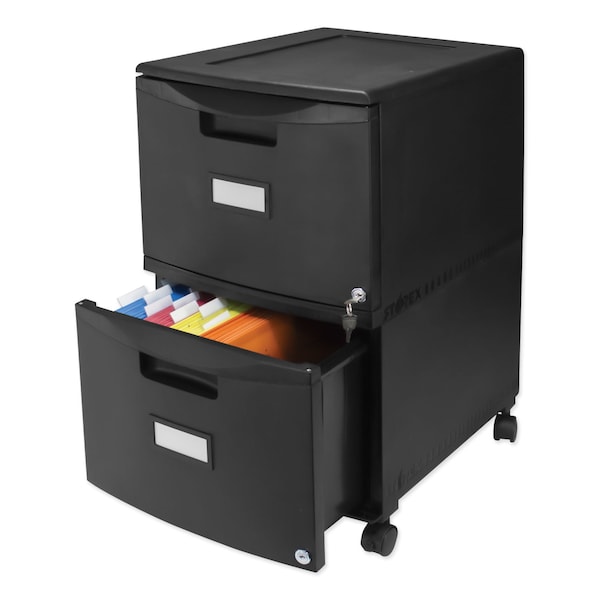 Storex 14-3/4 in W 2 Drawer File Cabinets, Black - 61312B01C