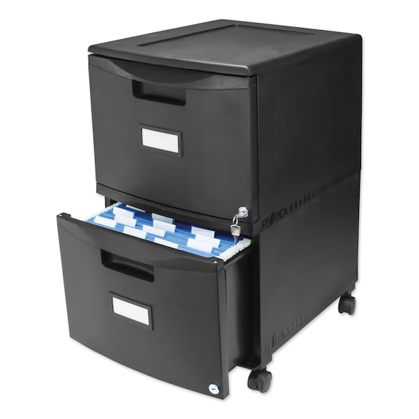 Storex 14-3/4 in W 2 Drawer File Cabinets, Black - 61312B01C