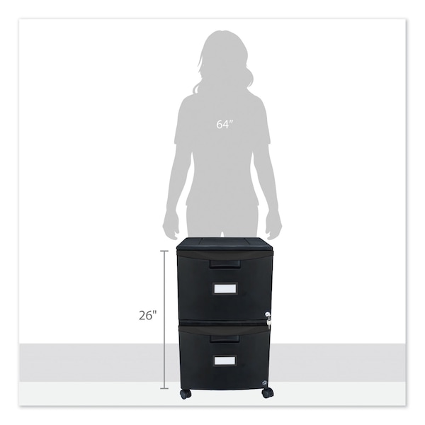 Storex 14-3/4 in W 2 Drawer File Cabinets, Black - 61312B01C