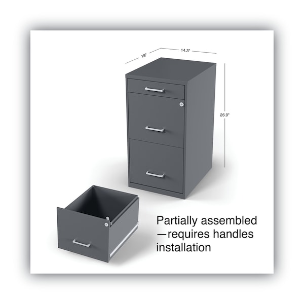Alera 14 in W 3 Drawer File Cabinets, Charcoal - 2806768
