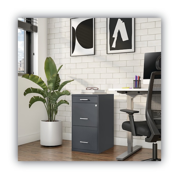 Alera 14 in W 3 Drawer File Cabinets, Charcoal - 2806768