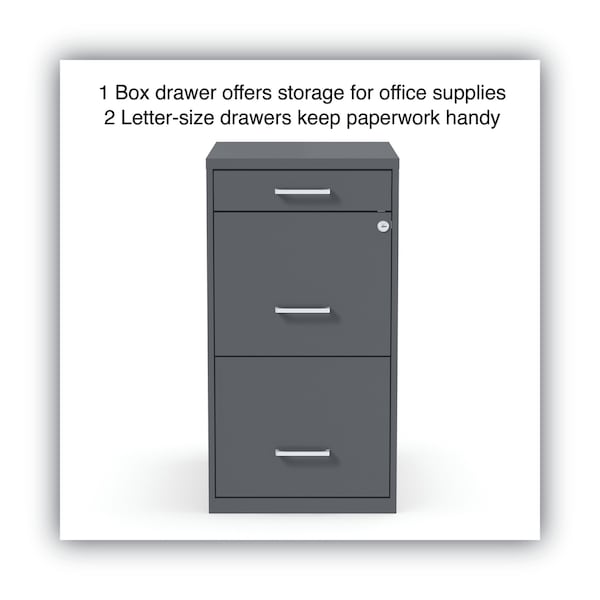 Alera 14 in W 3 Drawer File Cabinets, Charcoal - 2806768