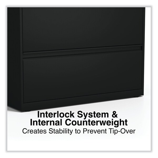 Alera 36 in W 4 Drawer File Cabinets, Black, Legal; Letter - 17454