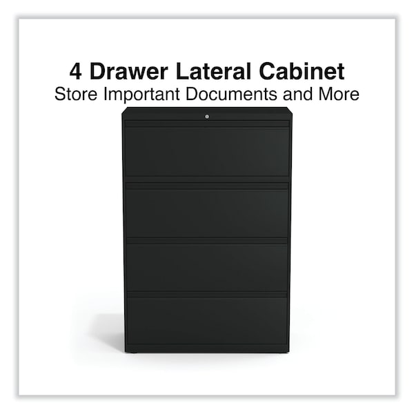 Alera 36 in W 4 Drawer File Cabinets, Black, Legal; Letter - 17454