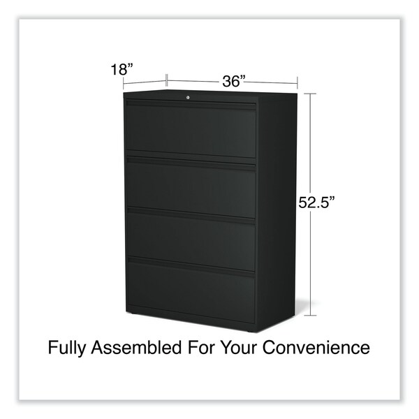 Alera 36 in W 4 Drawer File Cabinets, Black, Legal; Letter - 17454