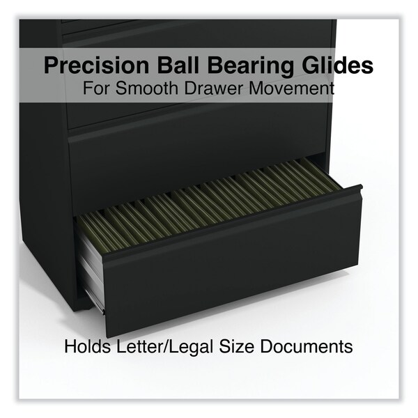 Alera 36 in W 4 Drawer File Cabinets, Black, Legal; Letter - 17454