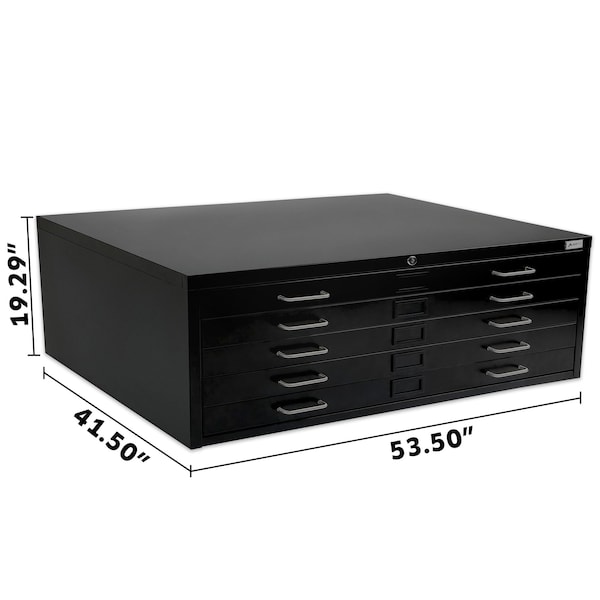 Adiroffice 5-Drawer Flat Large Document and Blueprint File Cabinet in Black - ADIOF500-03-MK