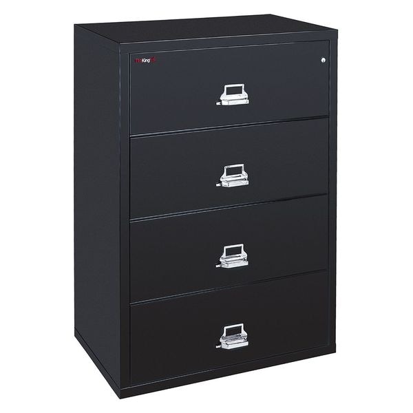 Fireking 25-3/16" W 4 Drawer Fire-Resistant Lateral File Cabinet, Black, Letter/Legal - 4-3122-CBL