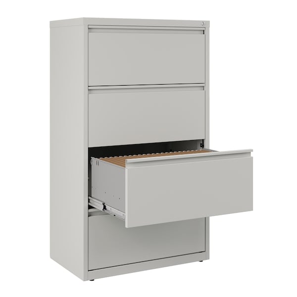 Hirsh 30" W 4 Drawer Lateral File Cabinet, Light Gray, A4/Legal/Letter - 14978