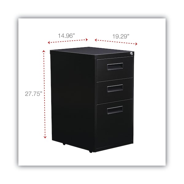 Alera 14.96 in W 3 Drawer File Cabinets, Black - ALEPABBFBL