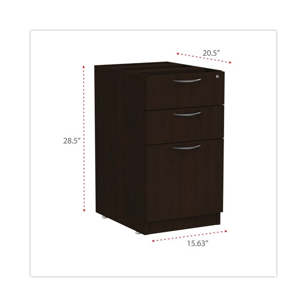 Alera 15.63 in W 3 Drawer File Cabinets, Espresso, Letter/Legal - VA532822ES
