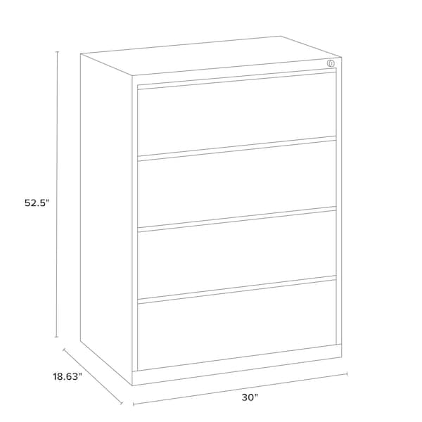 Hirsh 4 Drawer Lateral File Cabinet, White, A4/Legal/Letter - 23698