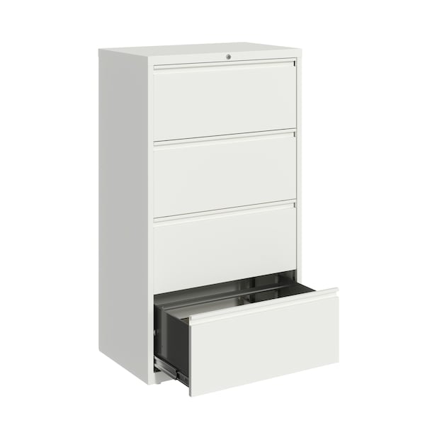 Hirsh 4 Drawer Lateral File Cabinet, White, A4/Legal/Letter - 23698