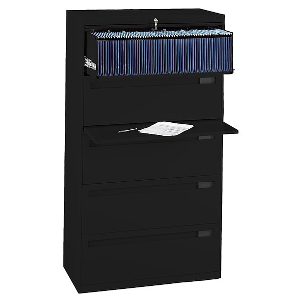 Tennsco 36 in W 5 Drawer Lateral File Cabinet, Black - LPL3660L50 BLACK