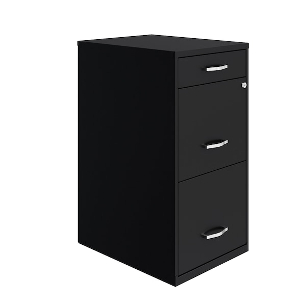 Space Solutions 14.25 in W 3 Drawer Vertical File Cabinet W/ Pencil Drawer, Black - 24411