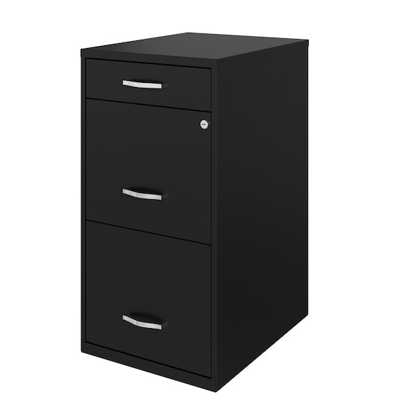 Space Solutions 14.25 in W 3 Drawer Vertical File Cabinet W/ Pencil Drawer, Black - 24411